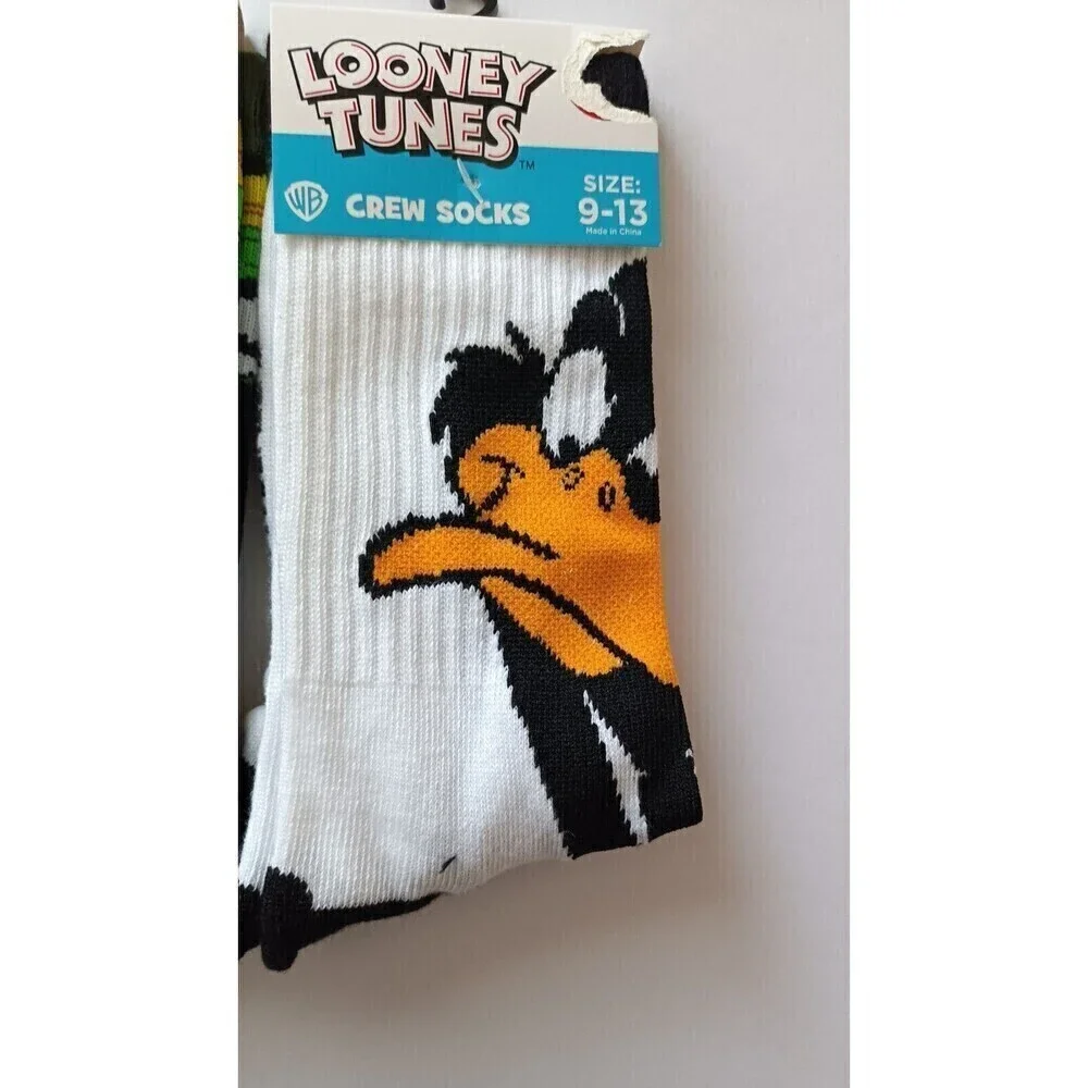 Lot of 2 NEW Pair Looney Tunes Daffy Duck Marvin Martian Socks Adult Size 9-13